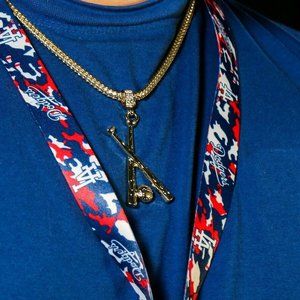 14k Gold Baseball Bats 24" Franco Chain + Pendant